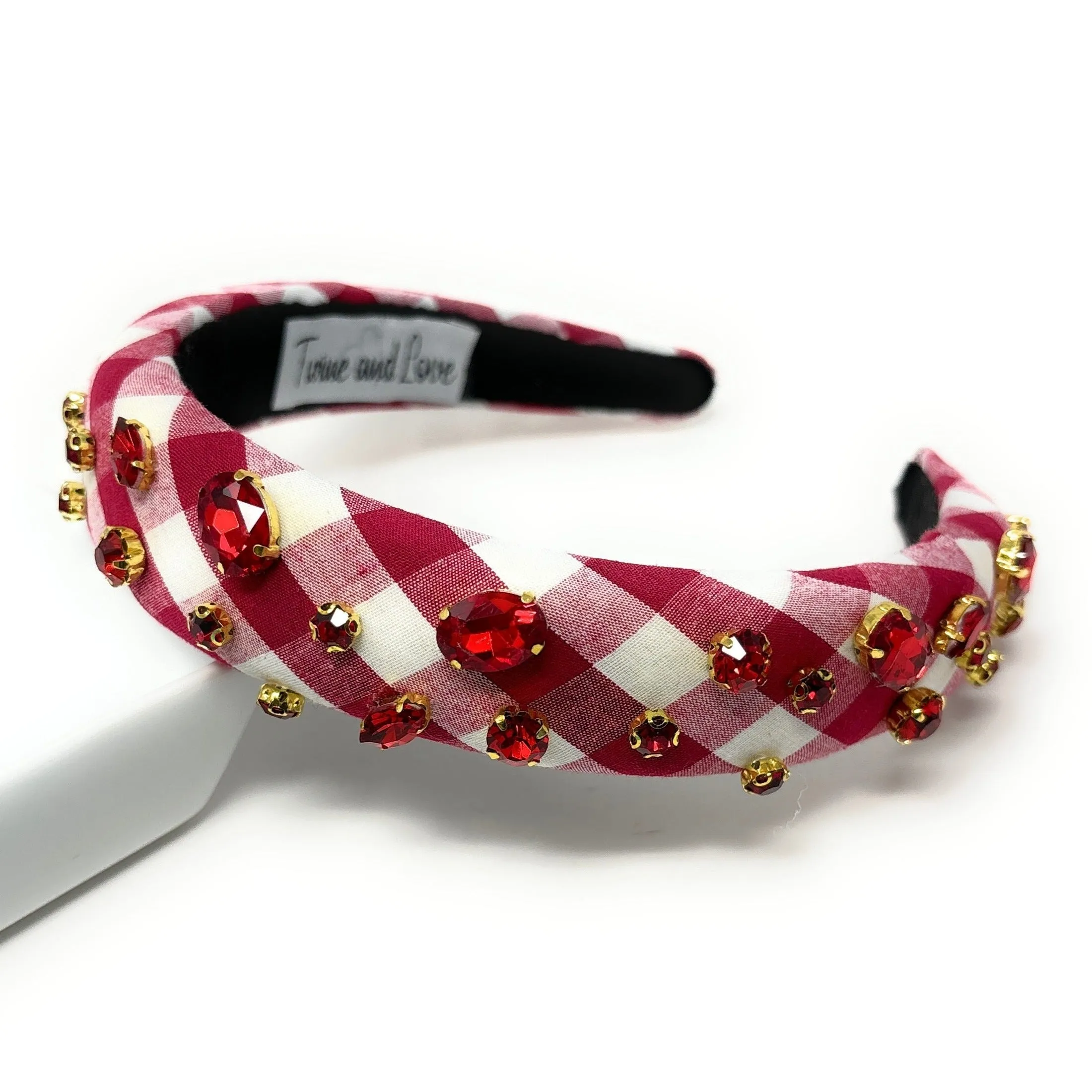 Burgundy Gingham Padded Headband