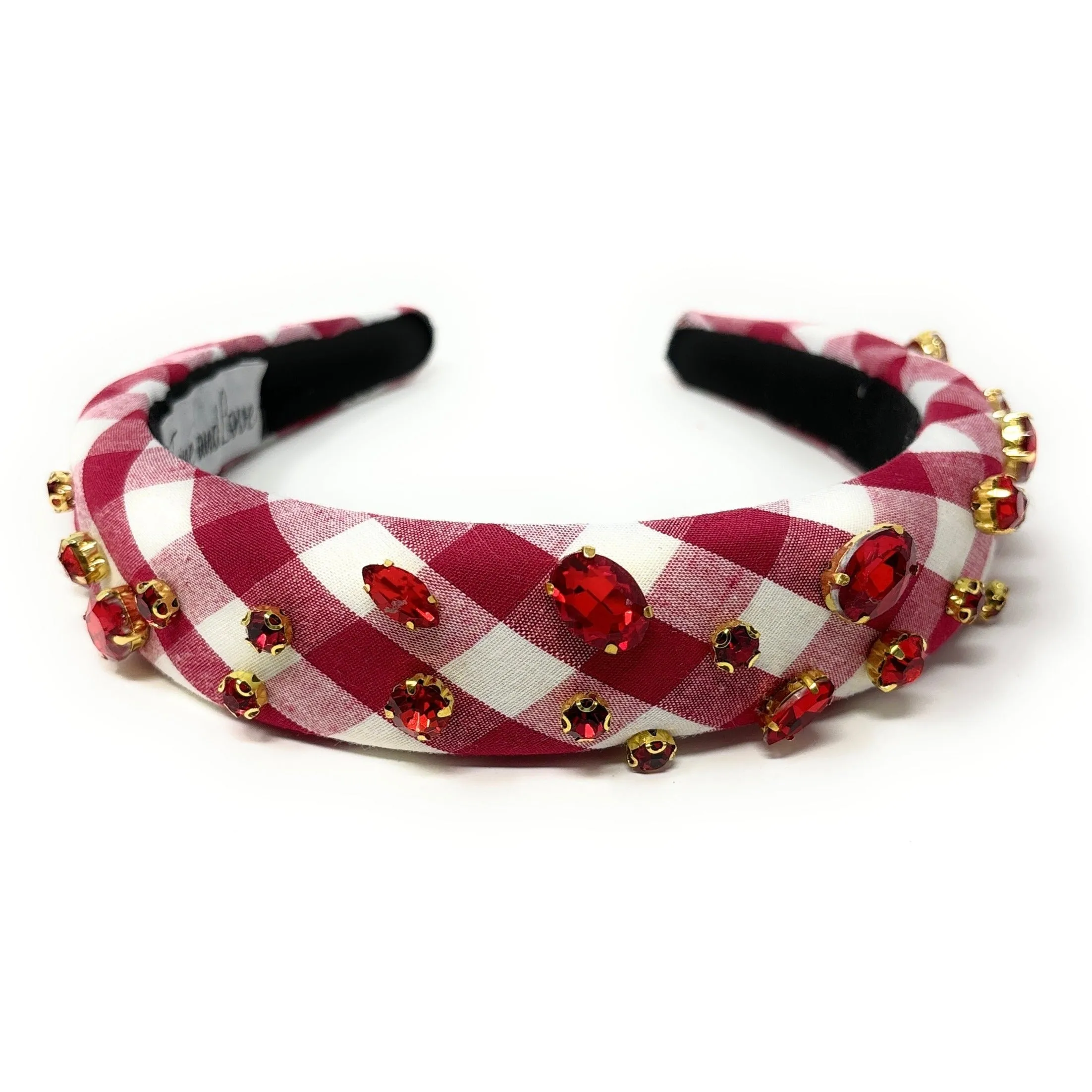 Burgundy Gingham Padded Headband