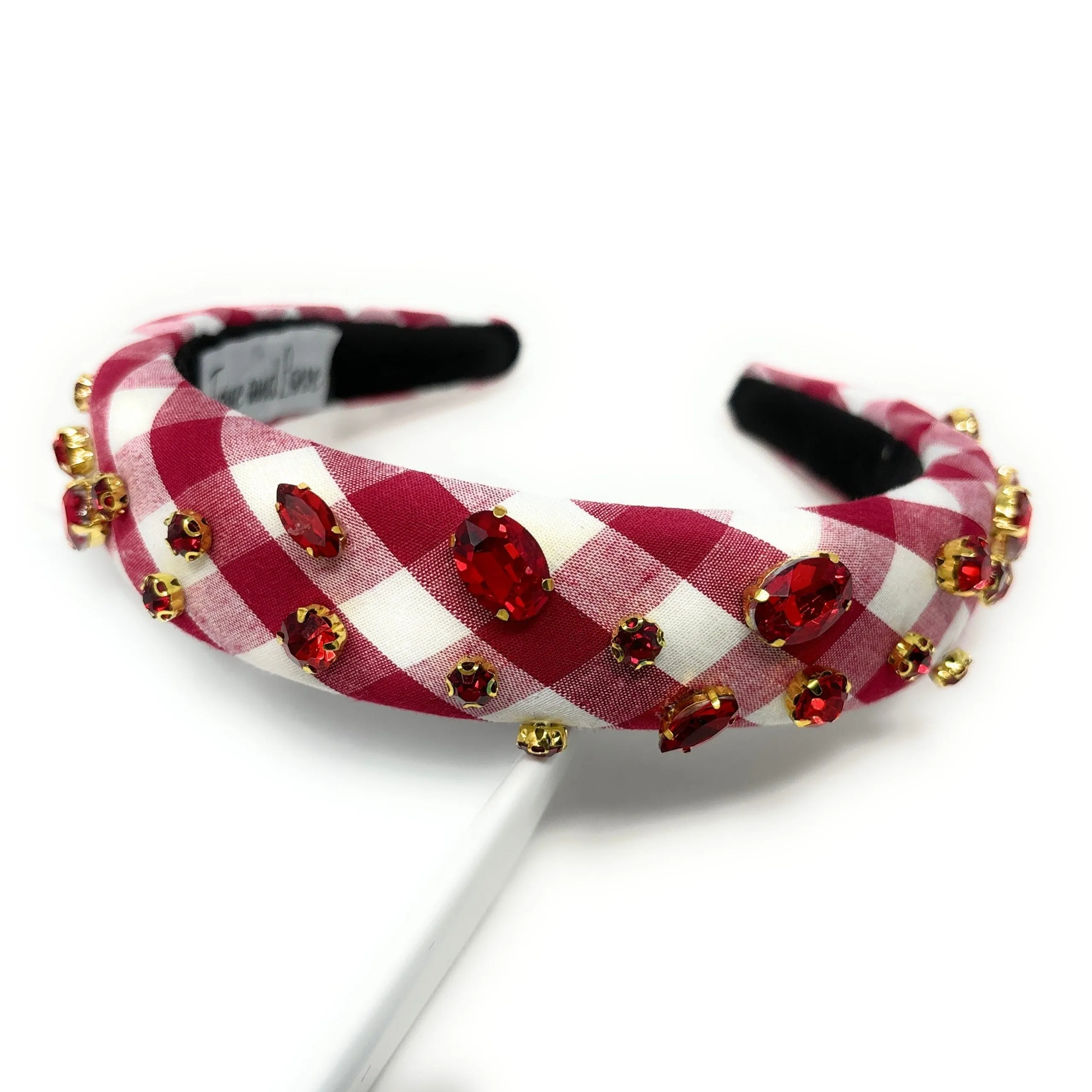 Burgundy Gingham Padded Headband