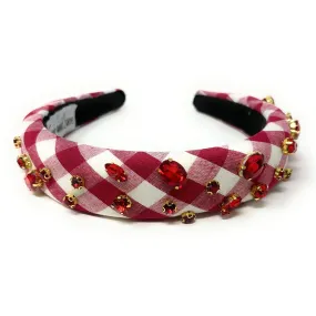 Burgundy Gingham Padded Headband