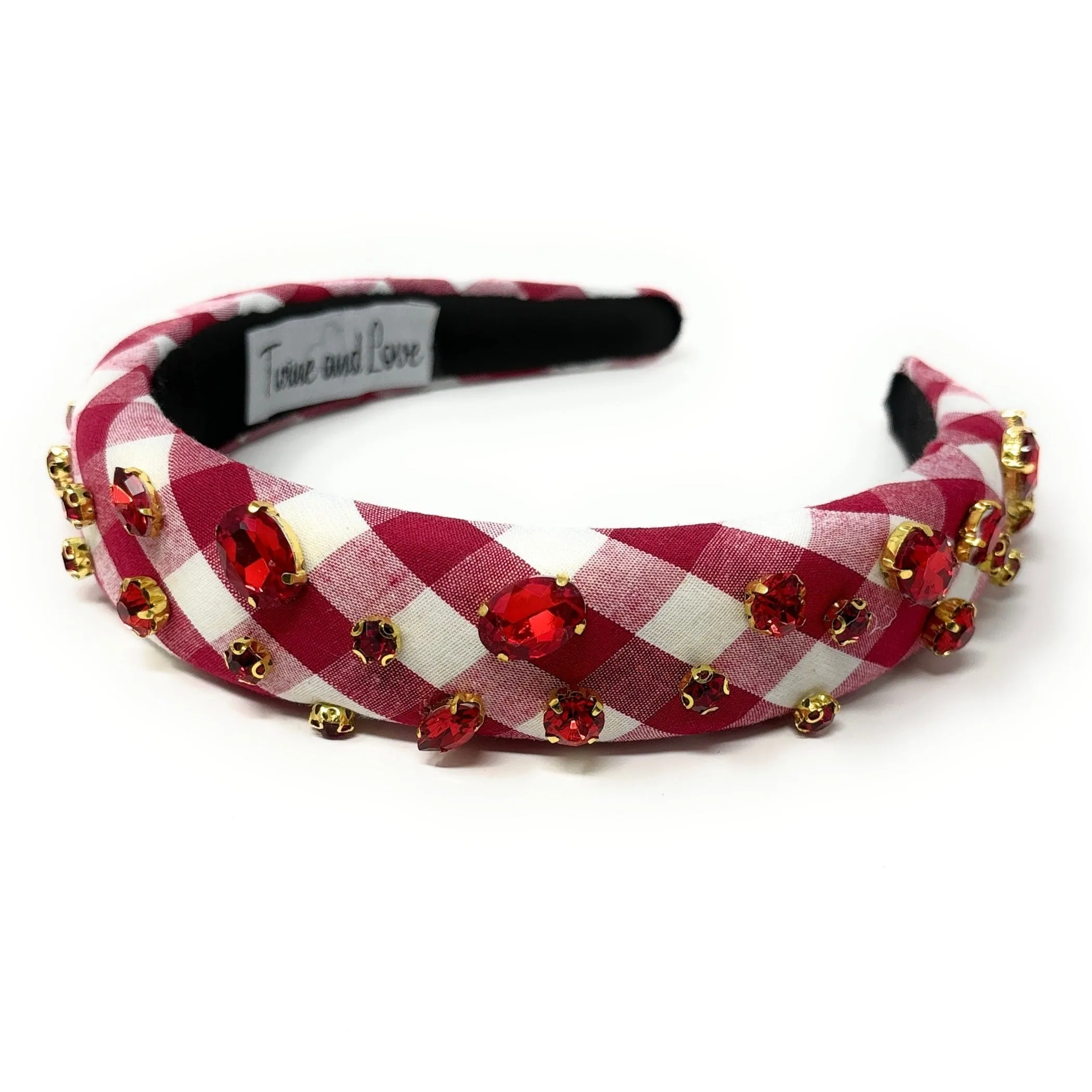 Burgundy Gingham Padded Headband