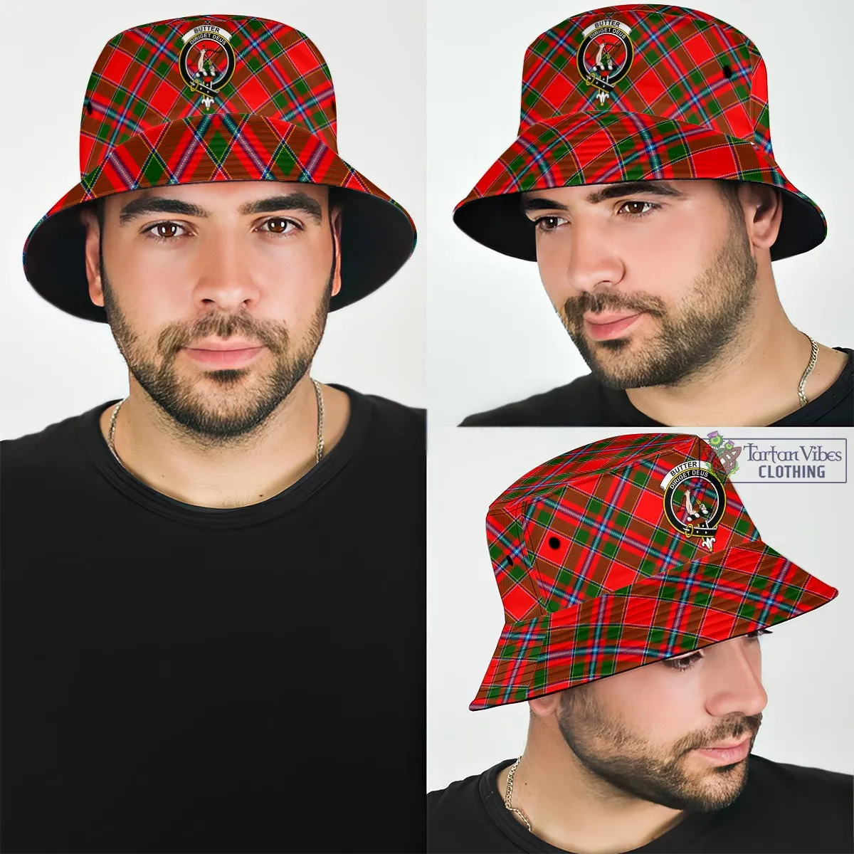 Butter Tartan Bucket Hat with Family Crest