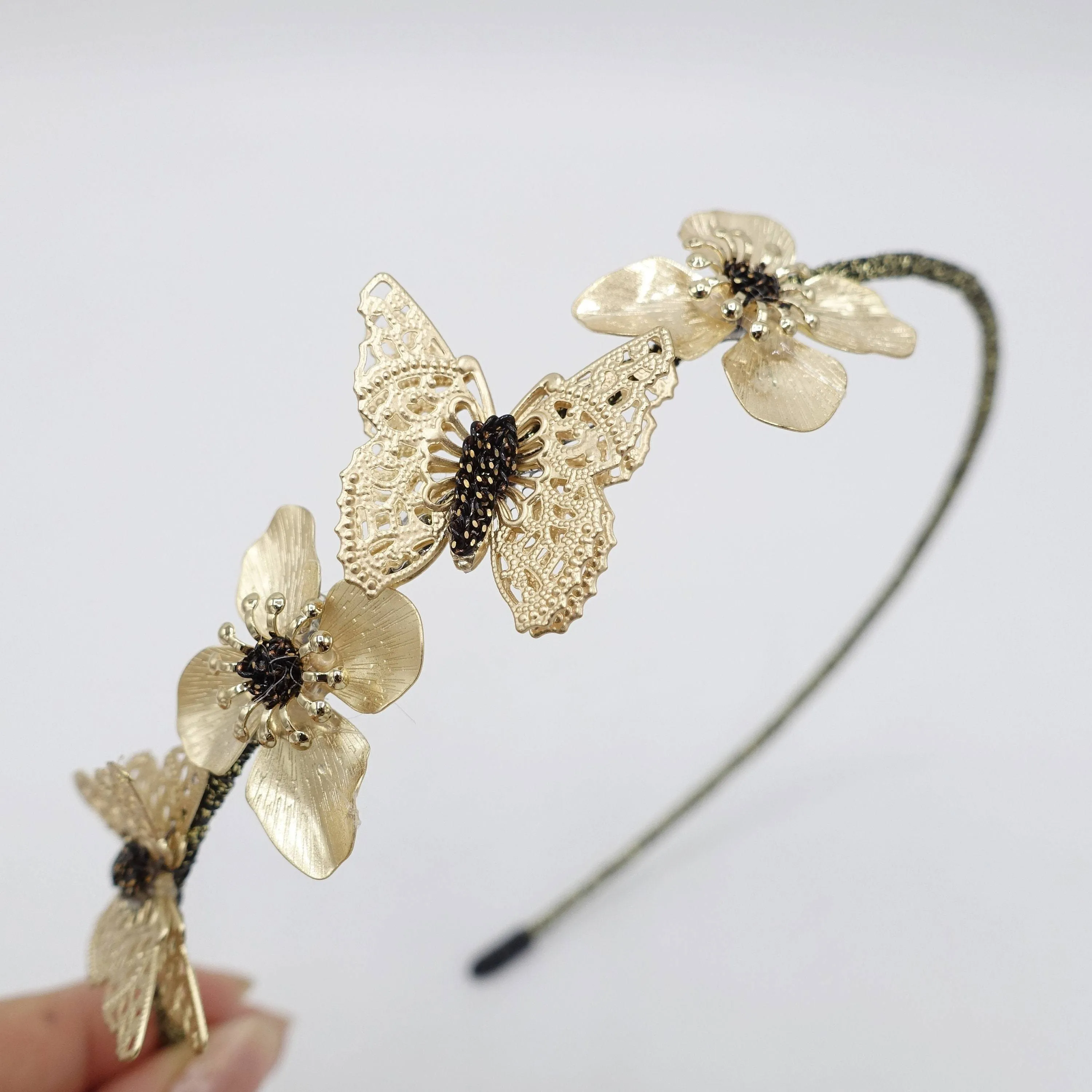 butterfly  metal thin headband flower hairband for women