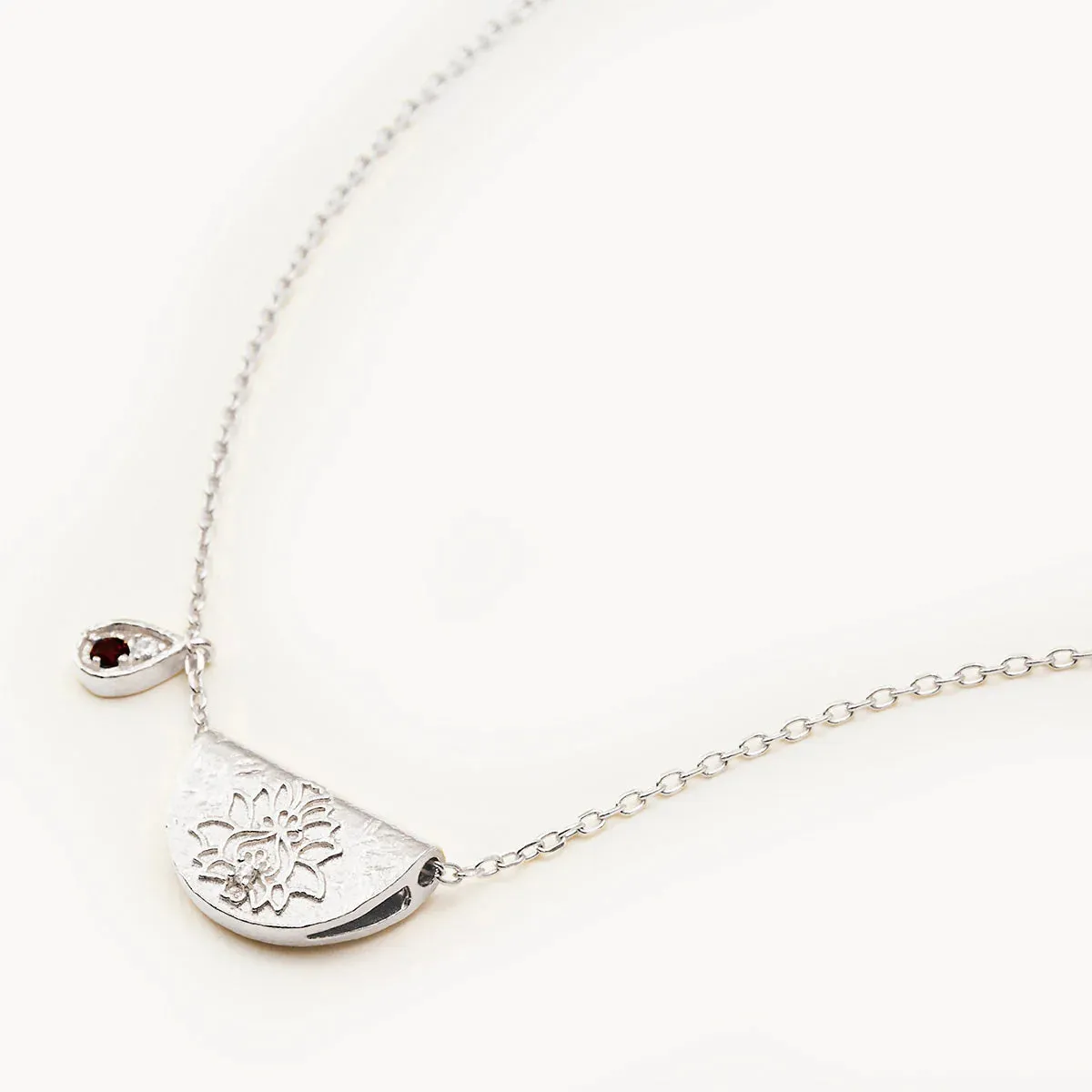 By Charlotte Lotus Birthstone Necklace January Garnet