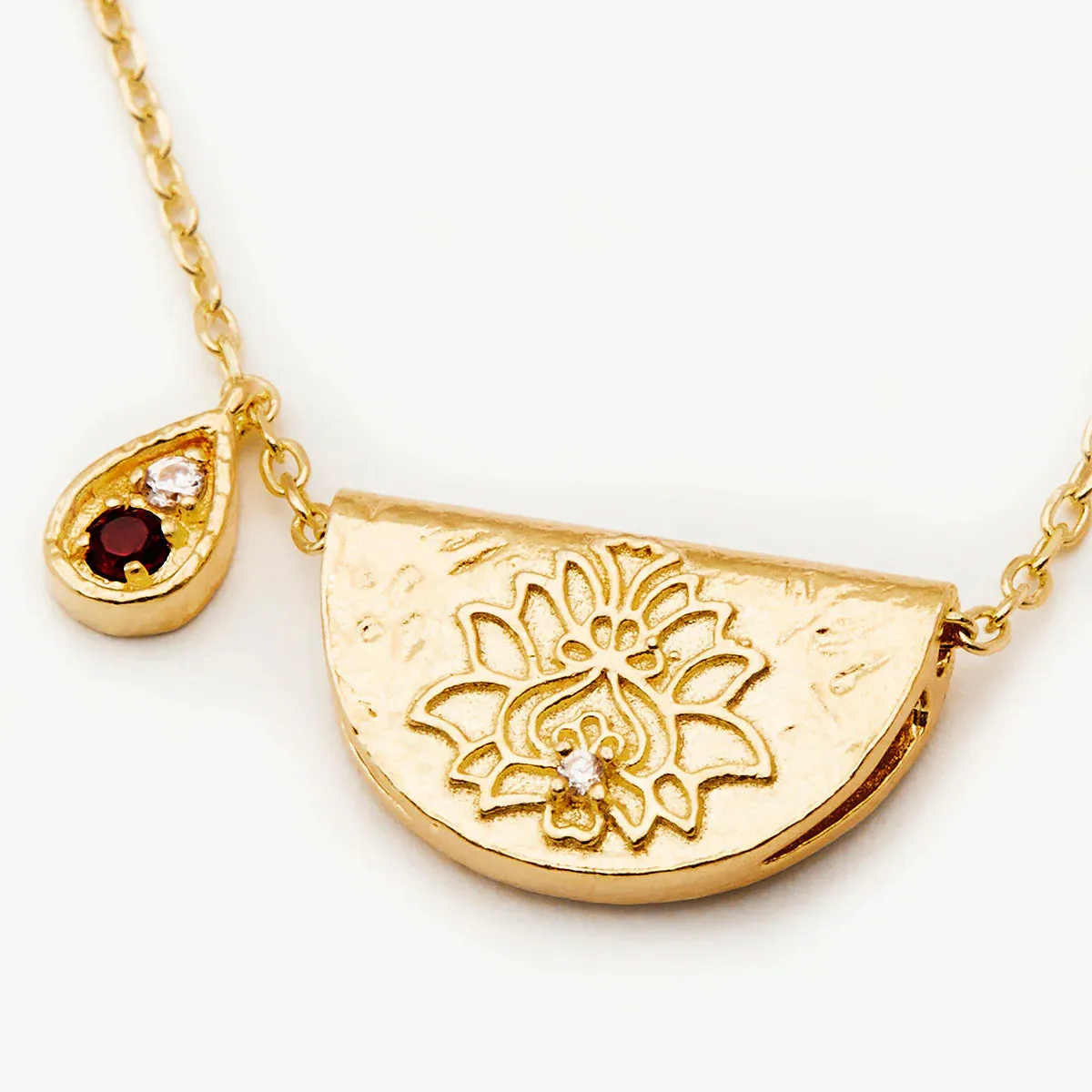 By Charlotte Lotus Birthstone Necklace January Garnet