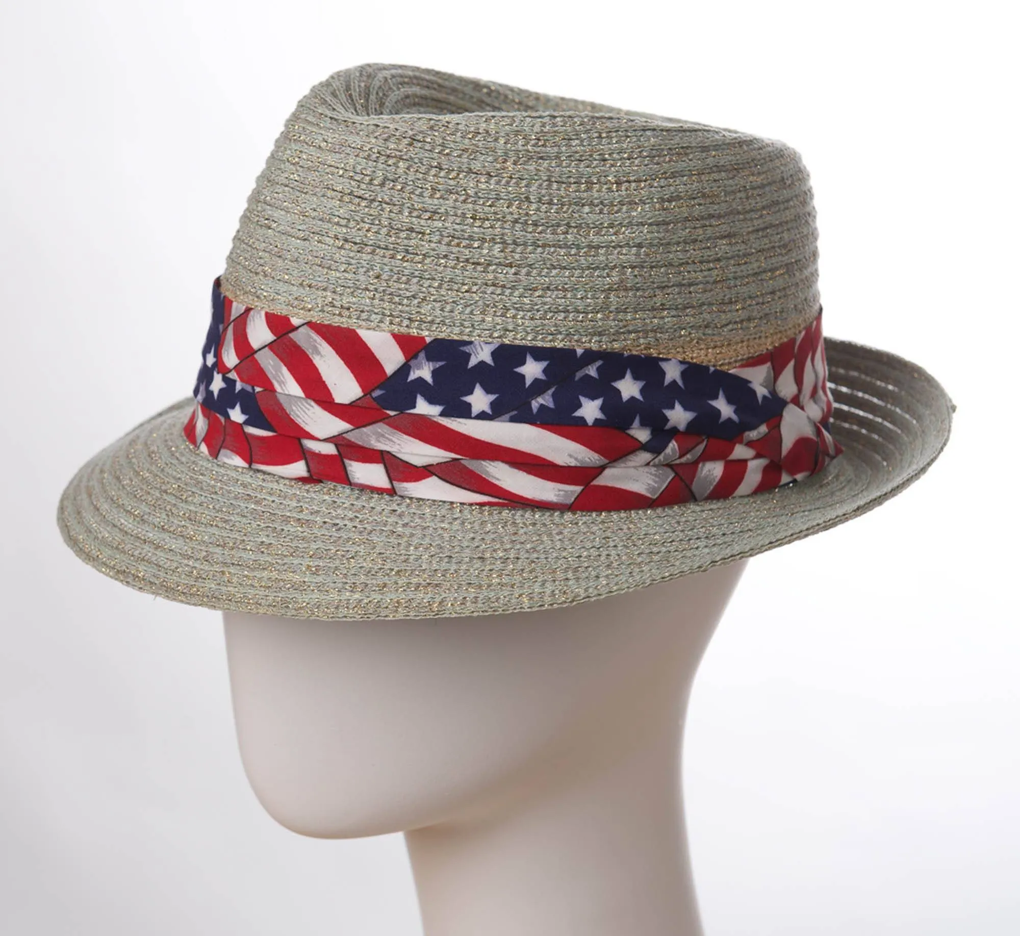 C Hat Bands - American Flag 3-Pleat Poly/Cotton Hat Band with 2-End Hooks - FINAL SALE