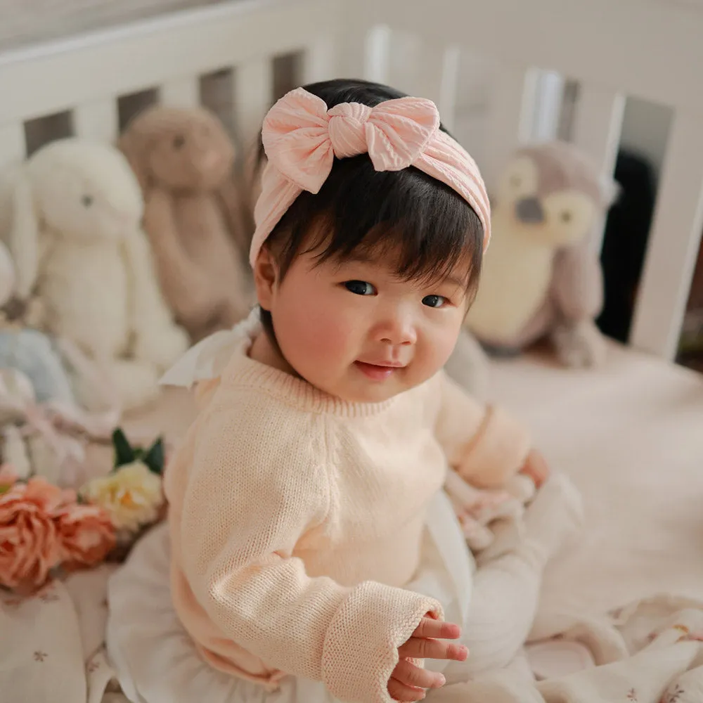 Cable Bow Headband - Peach