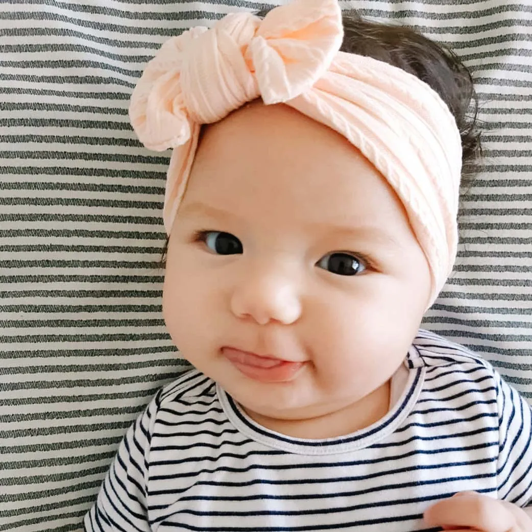 Cable Bow Headband - Peach