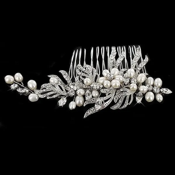 Caroline Crystal and Pearl Hair Comb