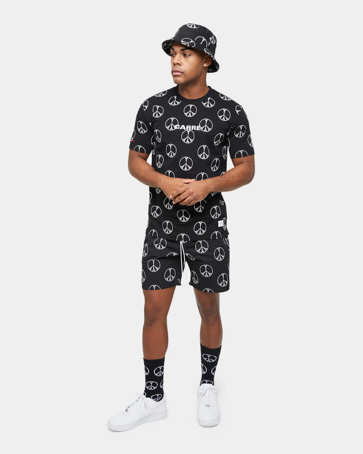 Carre Peace All Over Bucket Hat Black/White