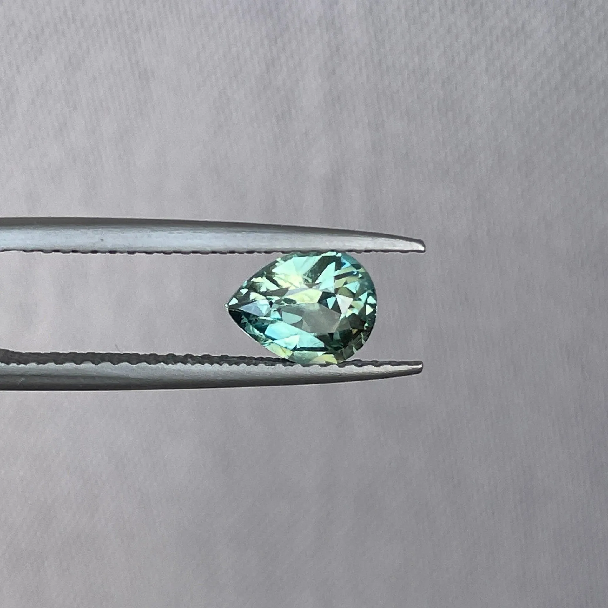 Certified 1.25 Cts Pear Cut Pale Green Sapphire Loose Gemstone