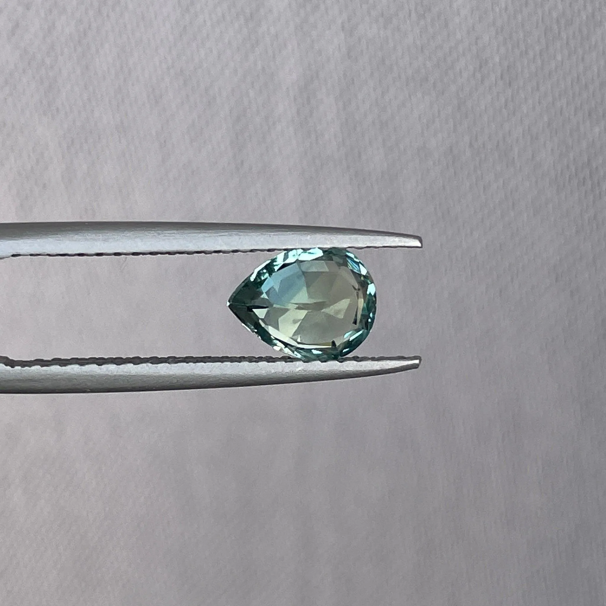 Certified 1.25 Cts Pear Cut Pale Green Sapphire Loose Gemstone