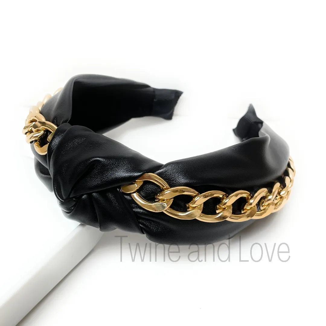 Chain Faux Leather Headband