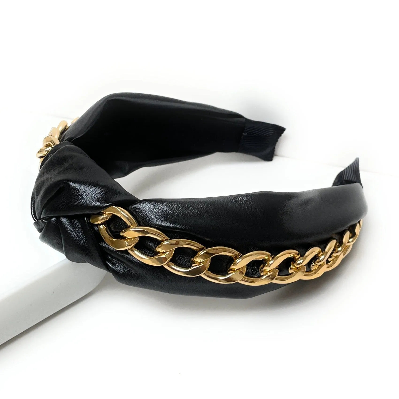 Chain Faux Leather Headband