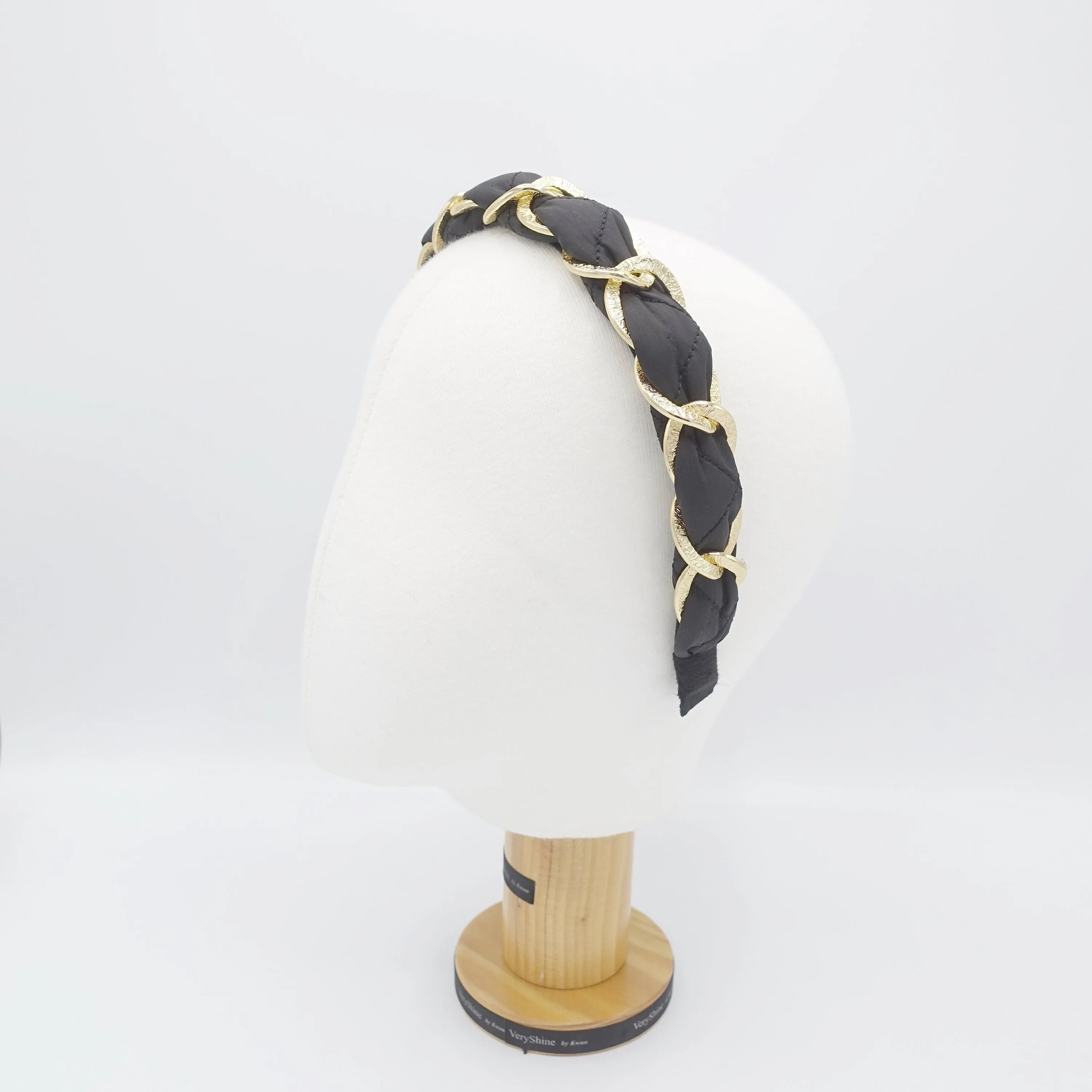 chain wrapped quilted headband stylish women fashion hairband