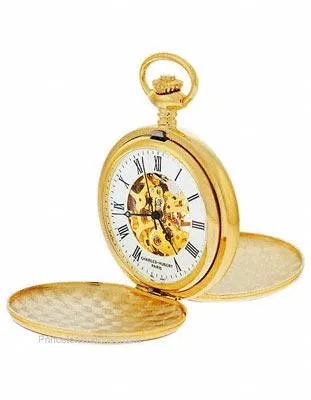 Charles-Hubert 48mm Mechanical Skeleton Pocket Watch - 14k Gold-Plated Brass