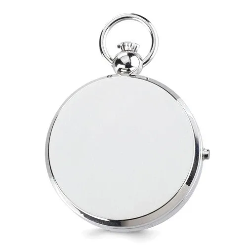 Charles Hubert Chrome Finish Brass Photo Insert Pocket Watch - Engravable