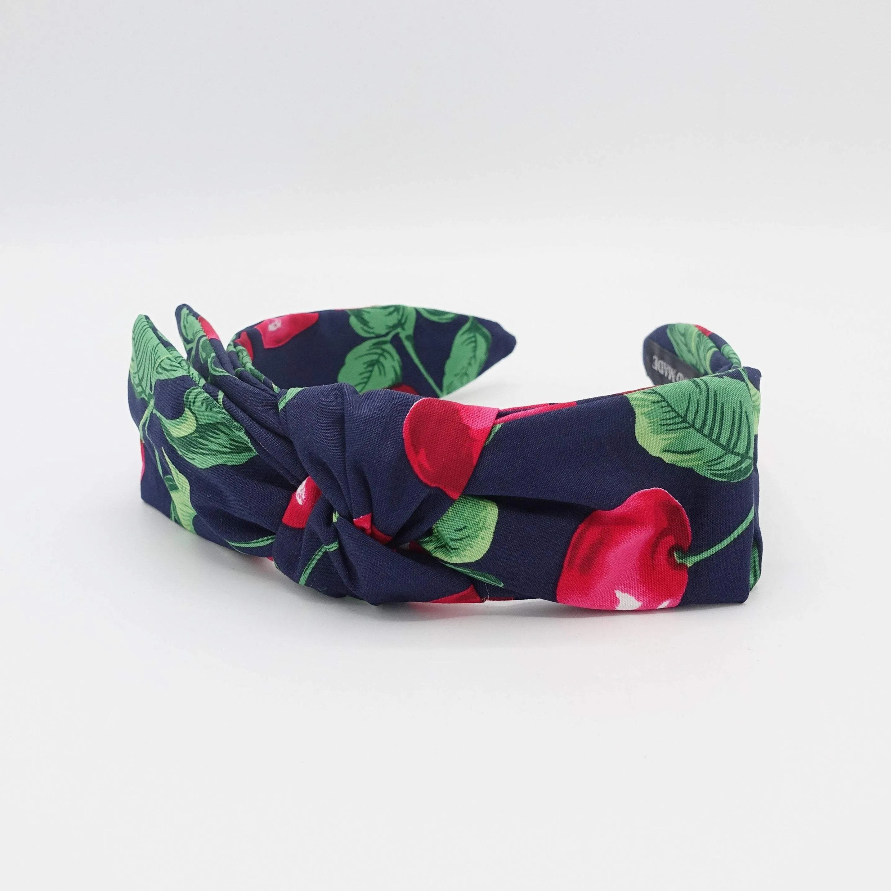 cherry print headband wired bow knot hairband for women