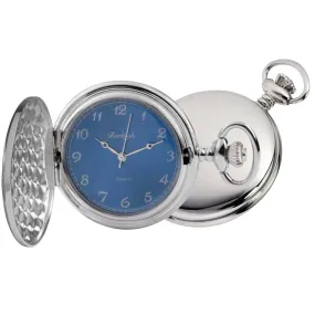 Chrome Full Hunter Blue Face Pocket Watch by Burleigh CHR1254