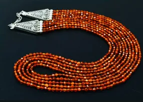 Cinnamon Hessonite Garnet Multi-Strand Gemstone Statement Necklace