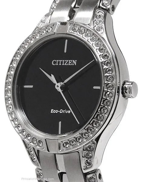 Citizen Ladies Silhouette Crystal Accented Case & Bracelet - Black Dial