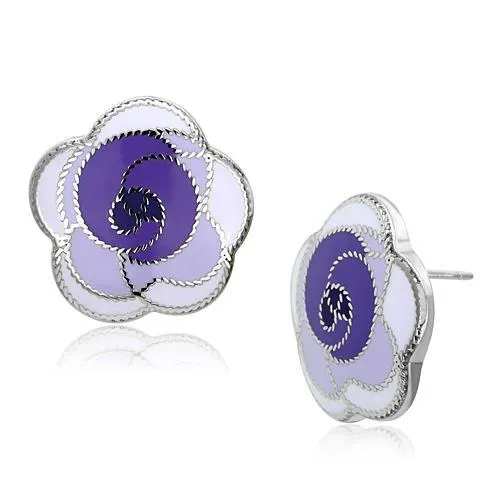 CJG2560 Wholesale Women's Stainless Steel High polished Epoxy Multi Color Flower Earrings