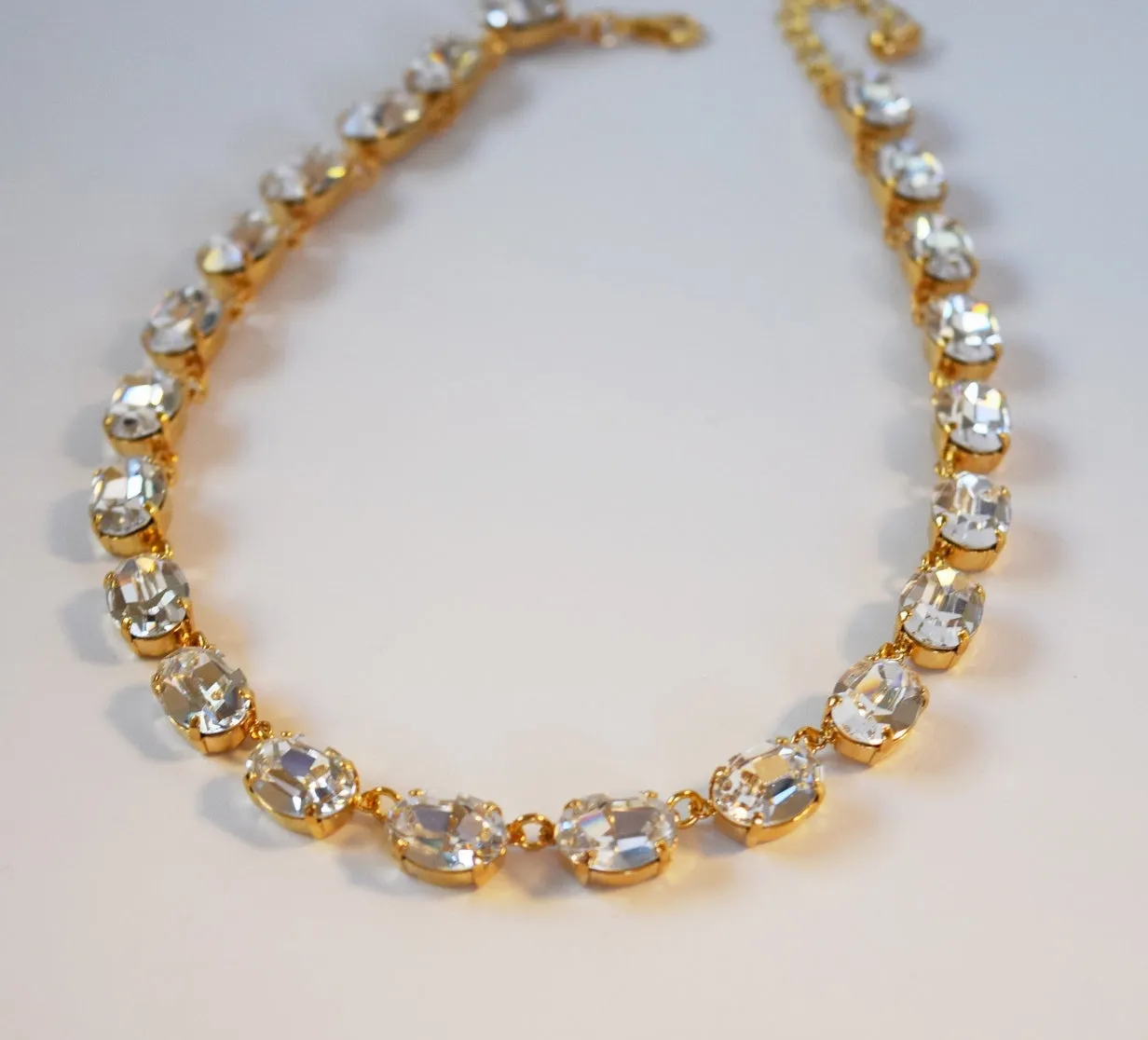 Clear Swarovski Crystal Necklace - Medium Oval