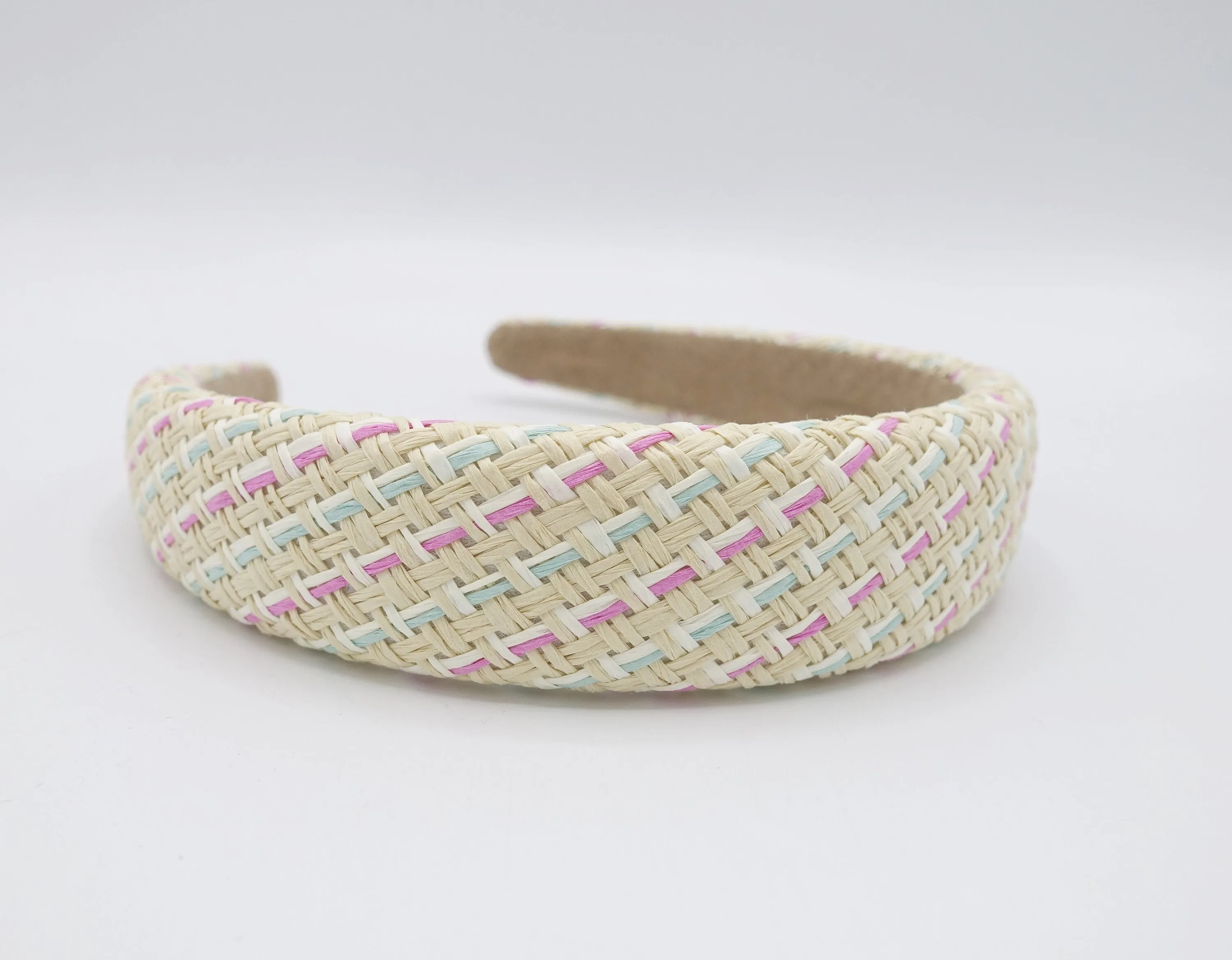 color straw headband, weaved headband, rattan headband for women