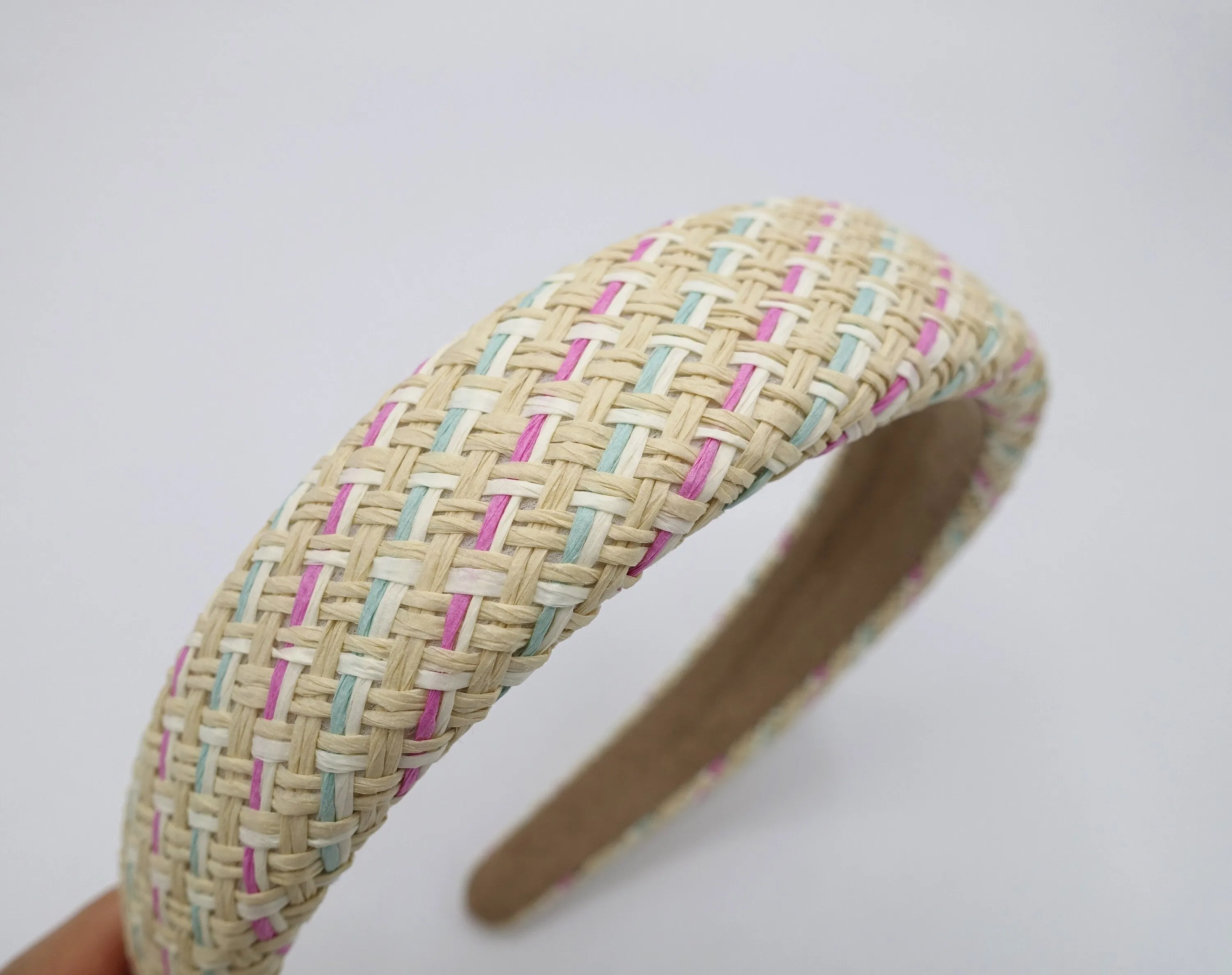 color straw headband, weaved headband, rattan headband for women