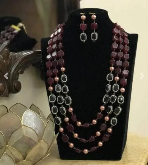 Colored Beads Layered Necklace