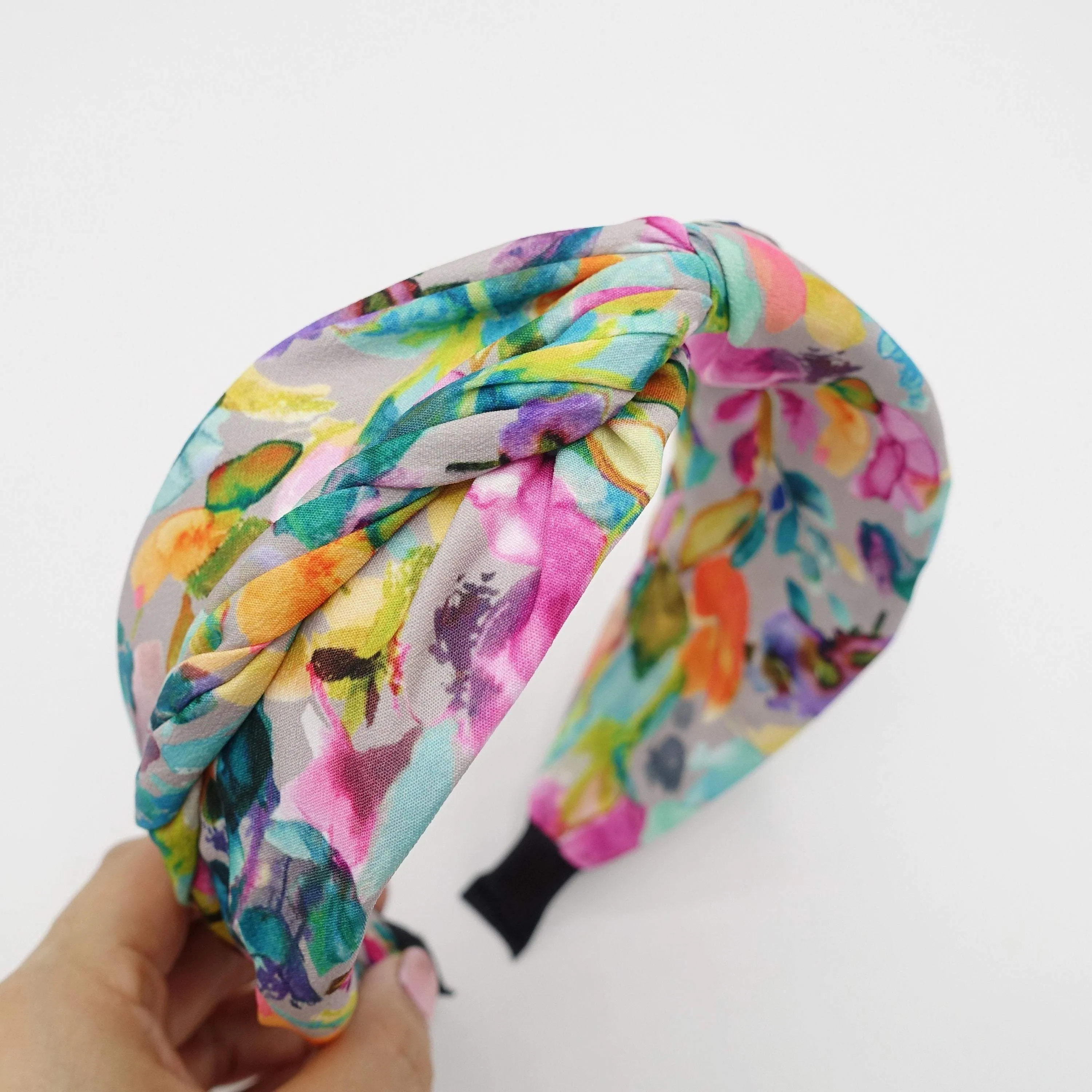 colorful leaves print headband cross hairband for women