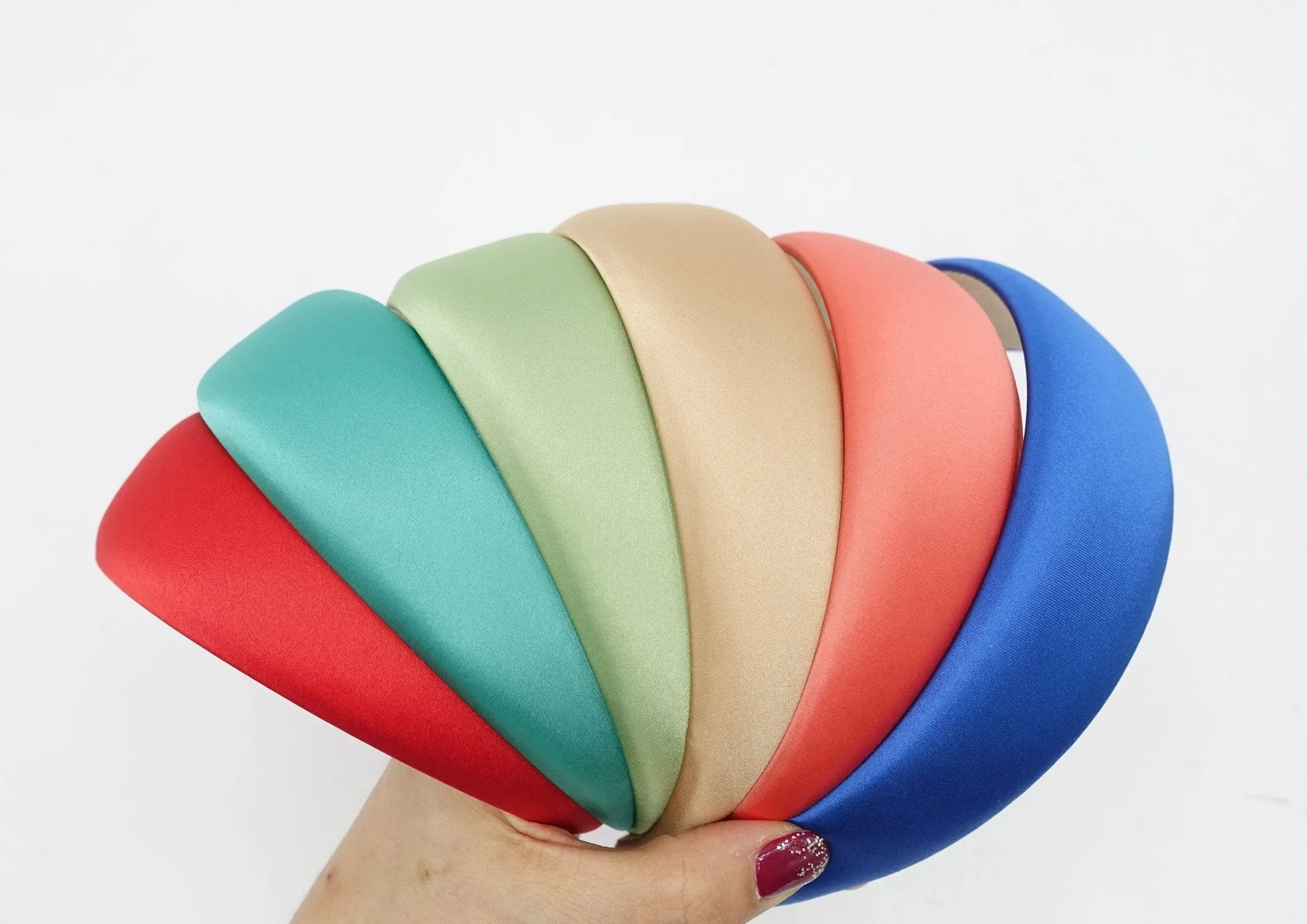 colorful satin padded headband basic women hairband hair accessory