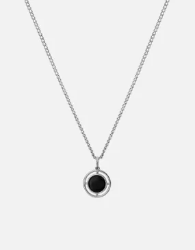 Compass Onyx Necklace, Sterling Silver