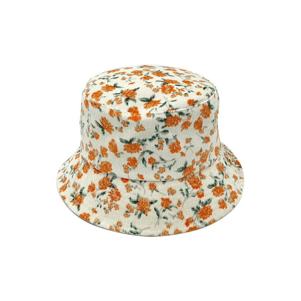 Corduroy Floral Bucket Hat