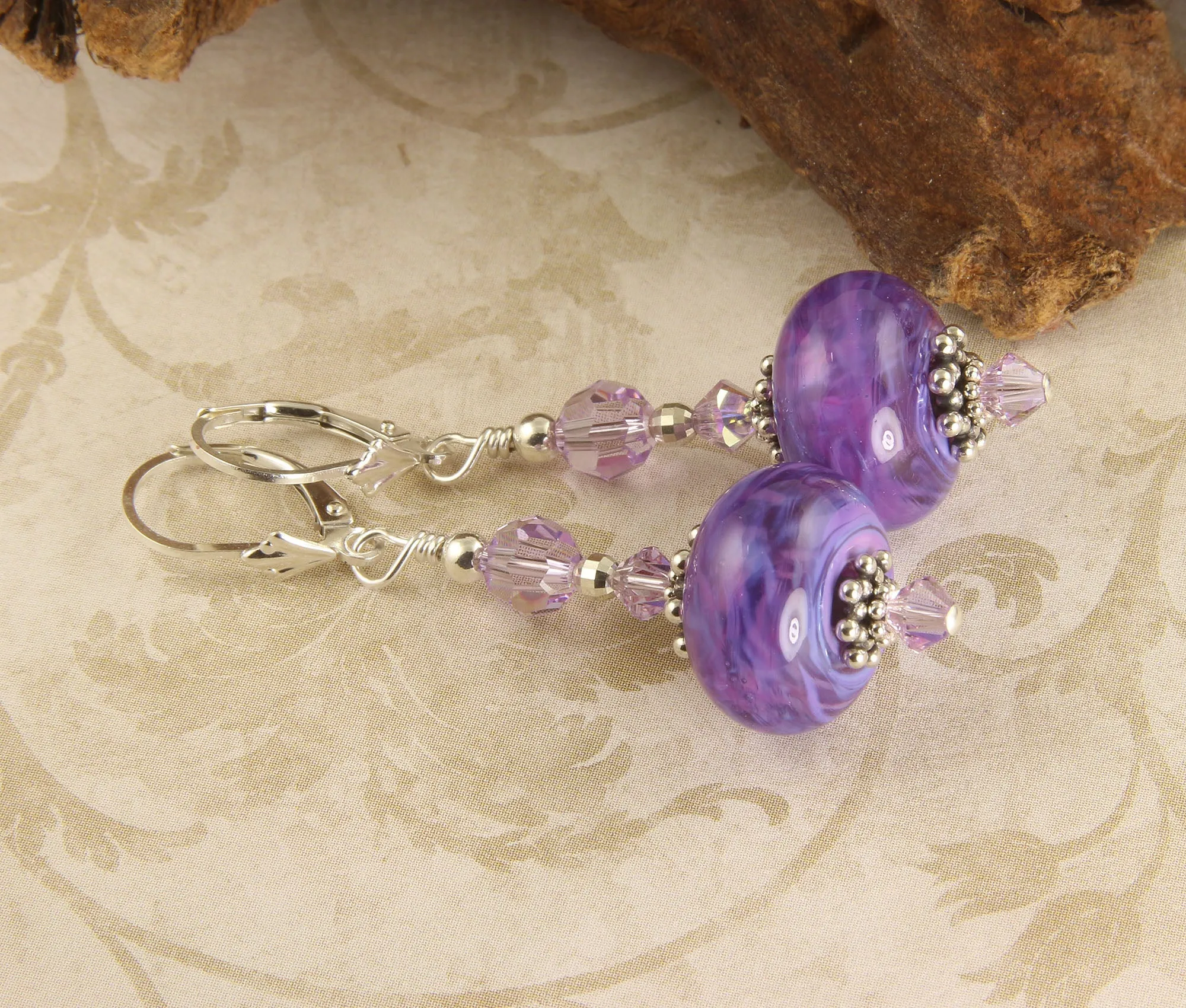 Cosmo Violet Lampwork Bead Earrings