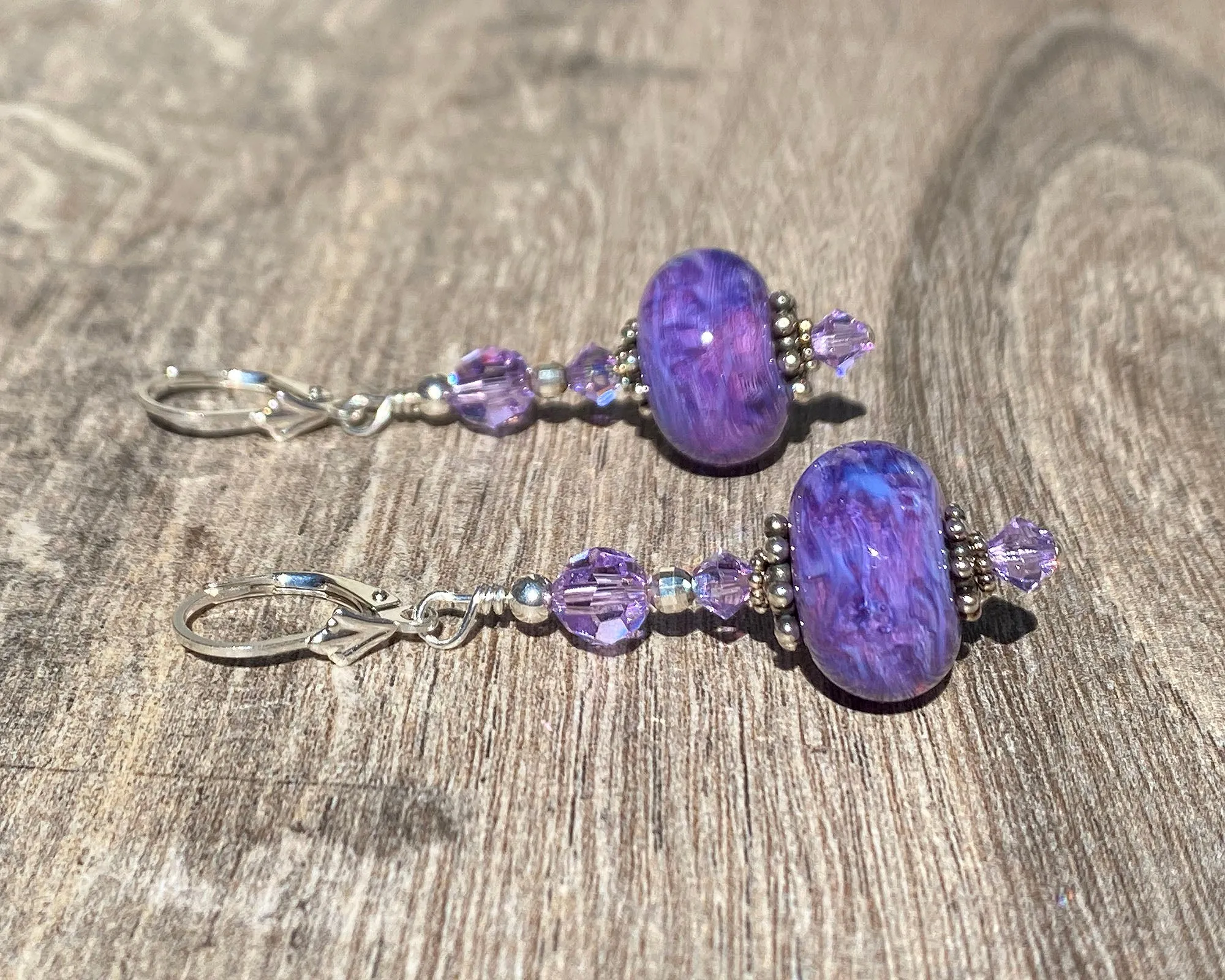 Cosmo Violet Lampwork Bead Earrings