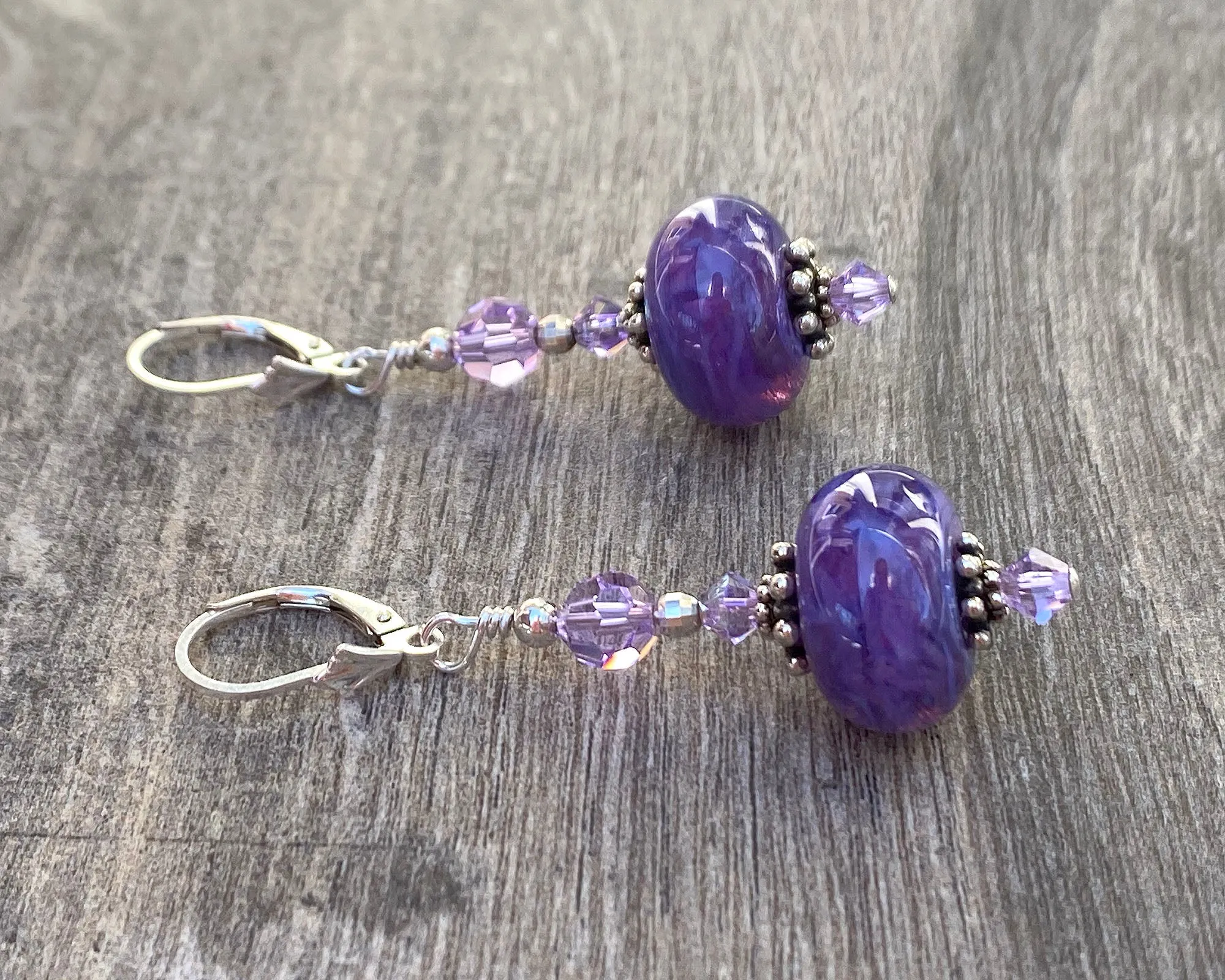 Cosmo Violet Lampwork Bead Earrings