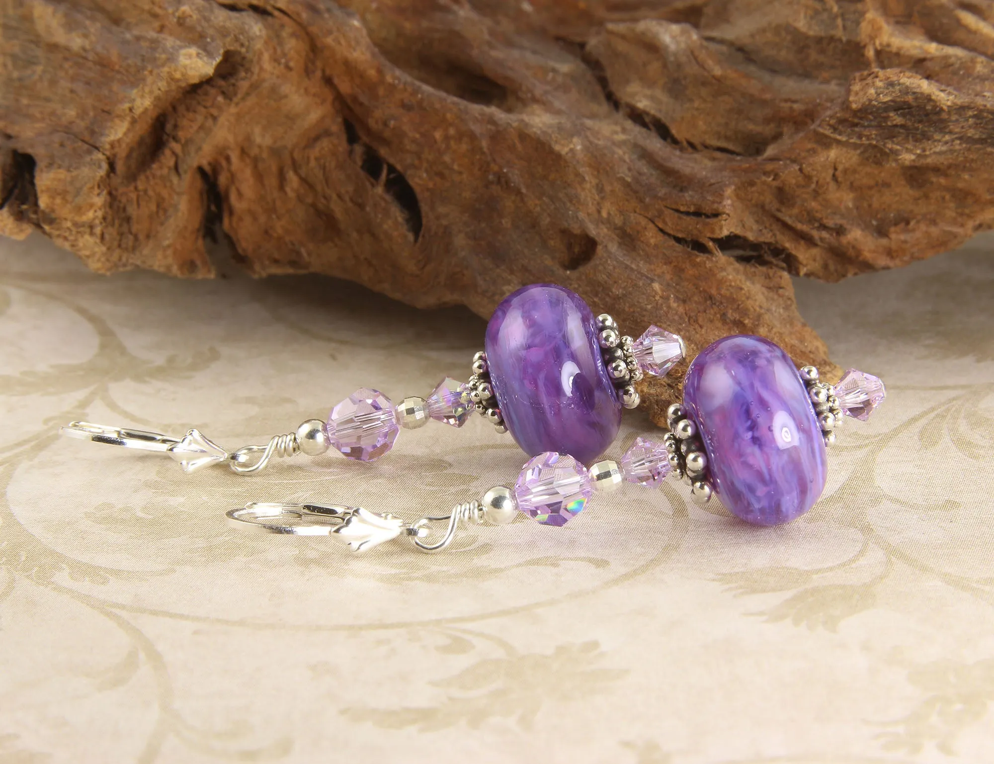 Cosmo Violet Lampwork Bead Earrings