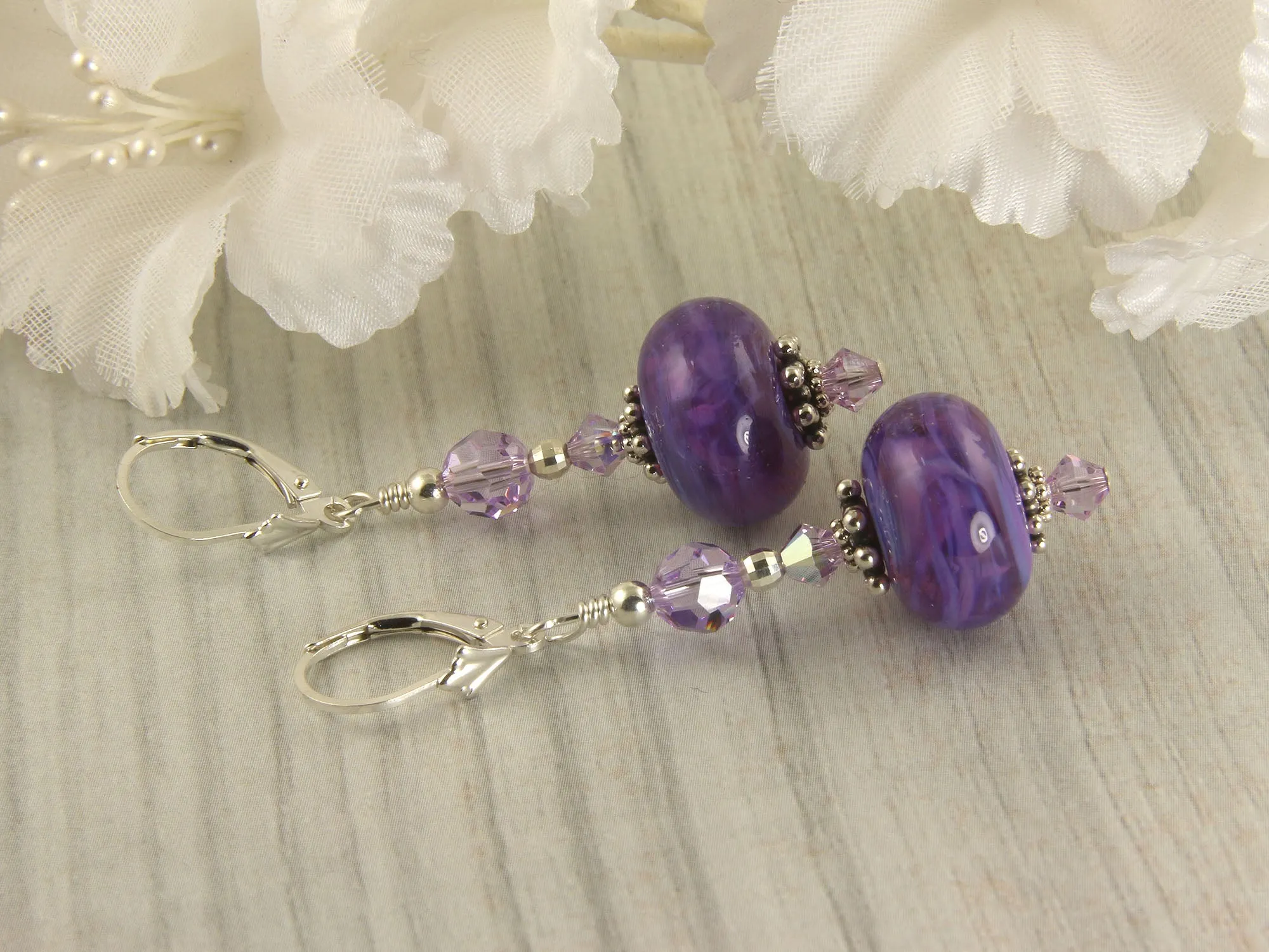 Cosmo Violet Lampwork Bead Earrings