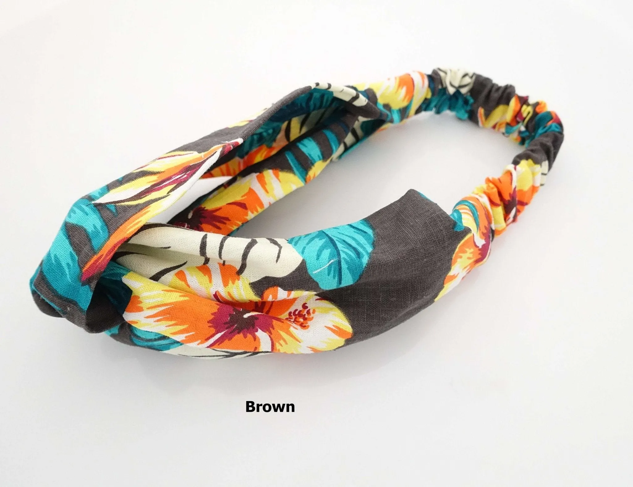 cotton big flower print headband cross twist tropical print vacation hairband woman hair accessory