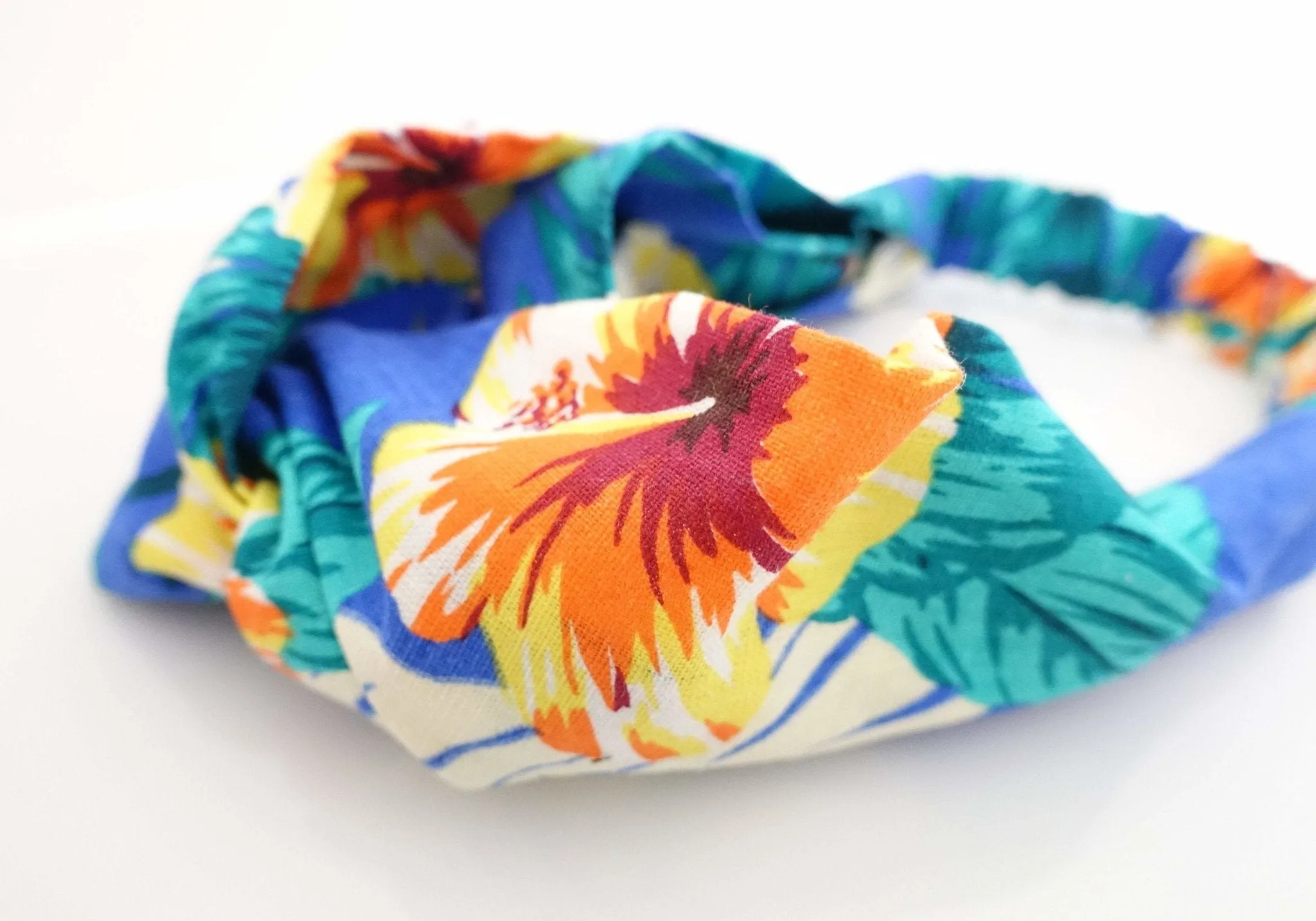 cotton big flower print headband cross twist tropical print vacation hairband woman hair accessory