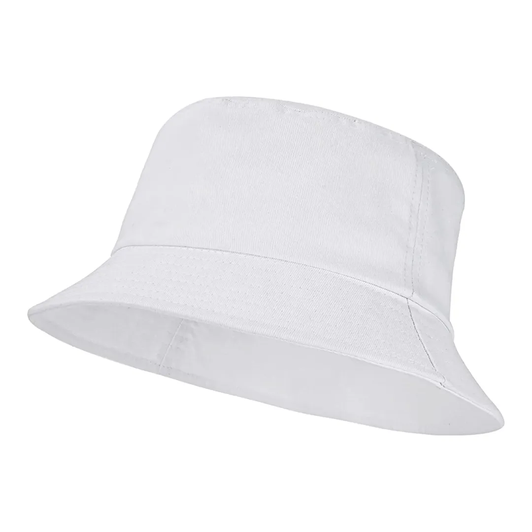 Cotton Bucket Hat, Unisex Cap (White)