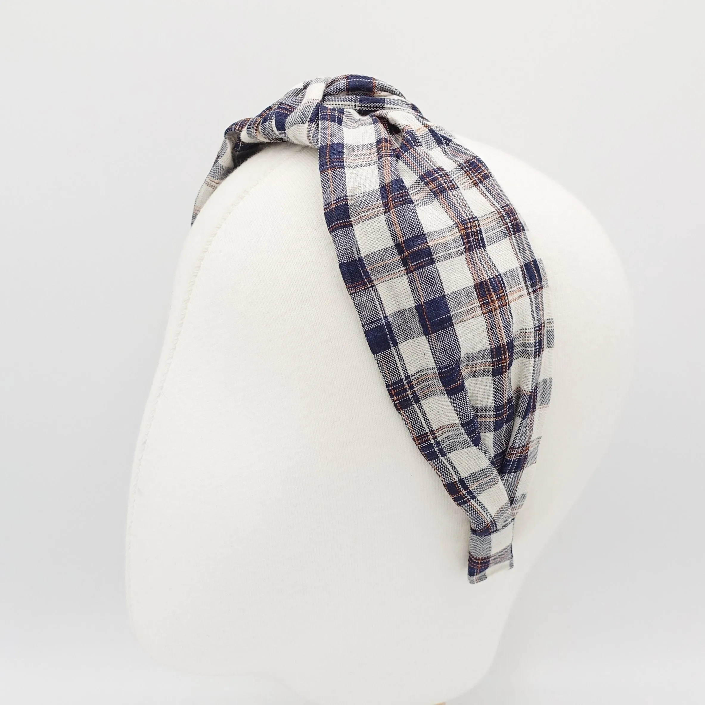 cotton knot headband tartan check hairband pretty plaid check fashion headband for women