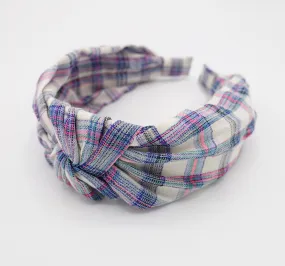 cotton knot headband tartan check hairband pretty plaid check fashion headband for women