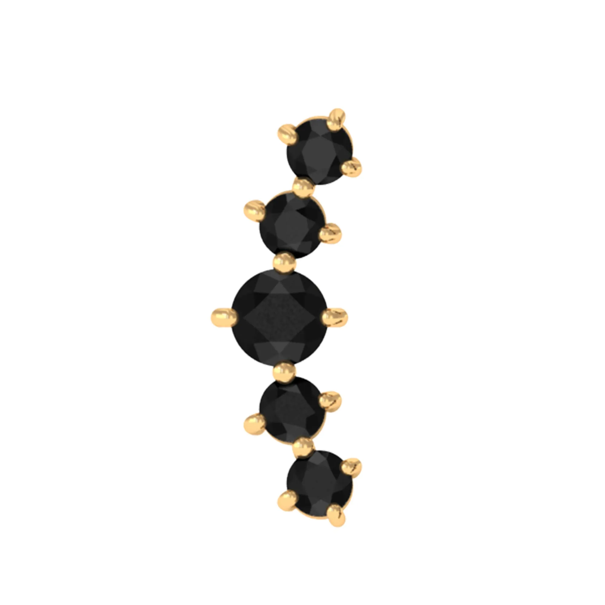 Created Black Diamond 5 Stone Curved Crawler Earring