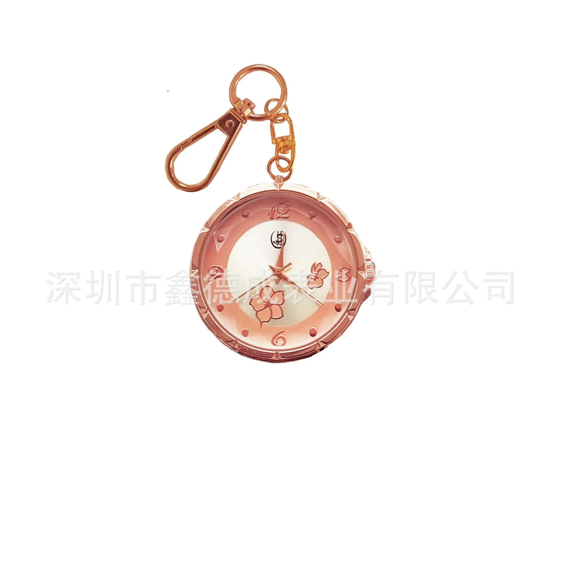 Creative and Refined Rose Gold Fashion Watch Female Student Mute Exam Watch Owl Key Chain Pendant Watch Pocket Watch