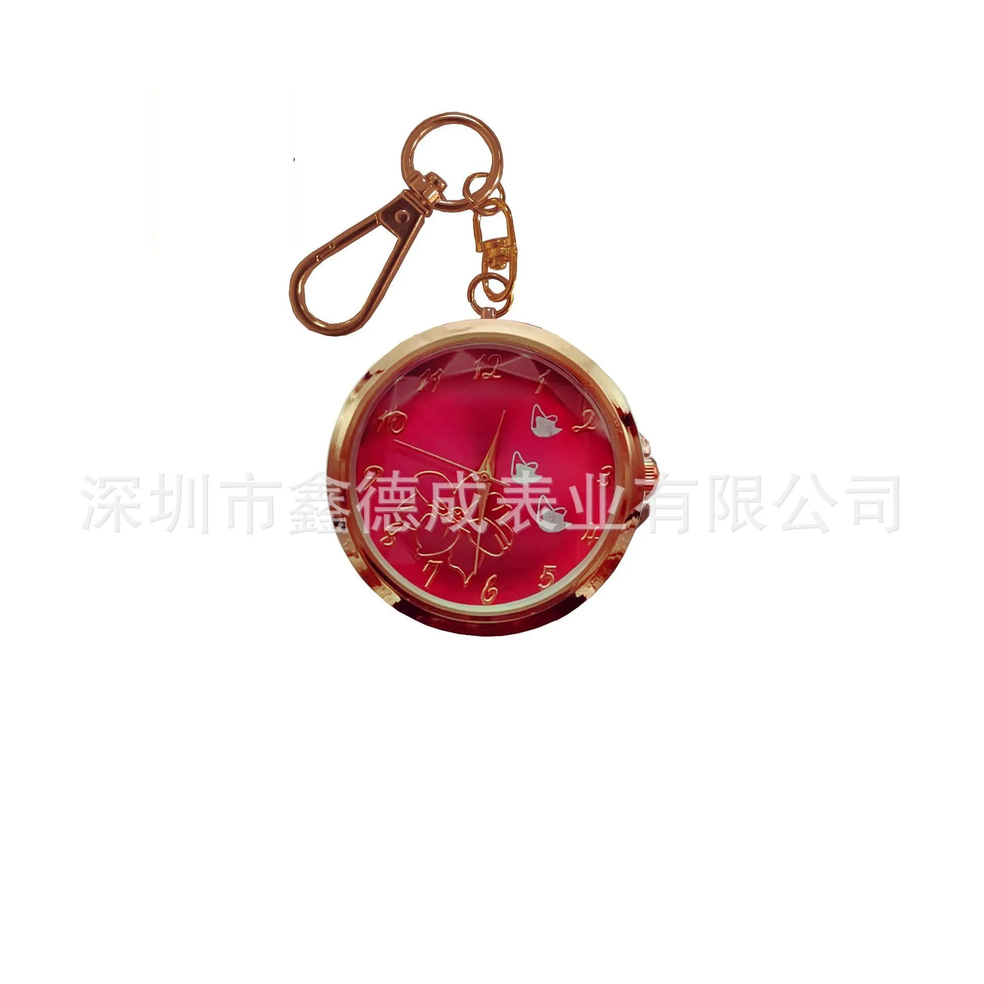 Creative and Refined Rose Gold Fashion Watch Female Student Mute Exam Watch Owl Key Chain Pendant Watch Pocket Watch