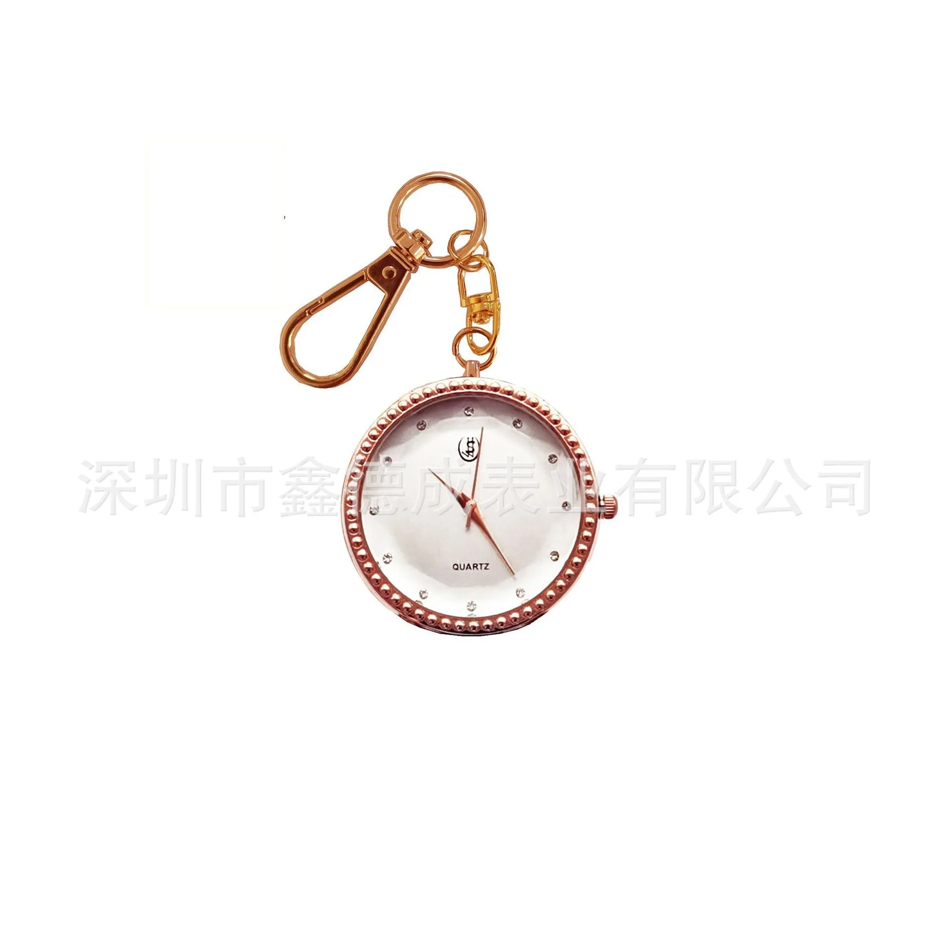 Creative and Refined Rose Gold Fashion Watch Female Student Mute Exam Watch Owl Key Chain Pendant Watch Pocket Watch