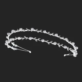 Crystal & Pearl Antique Silver or Gold Double Bridal Headband