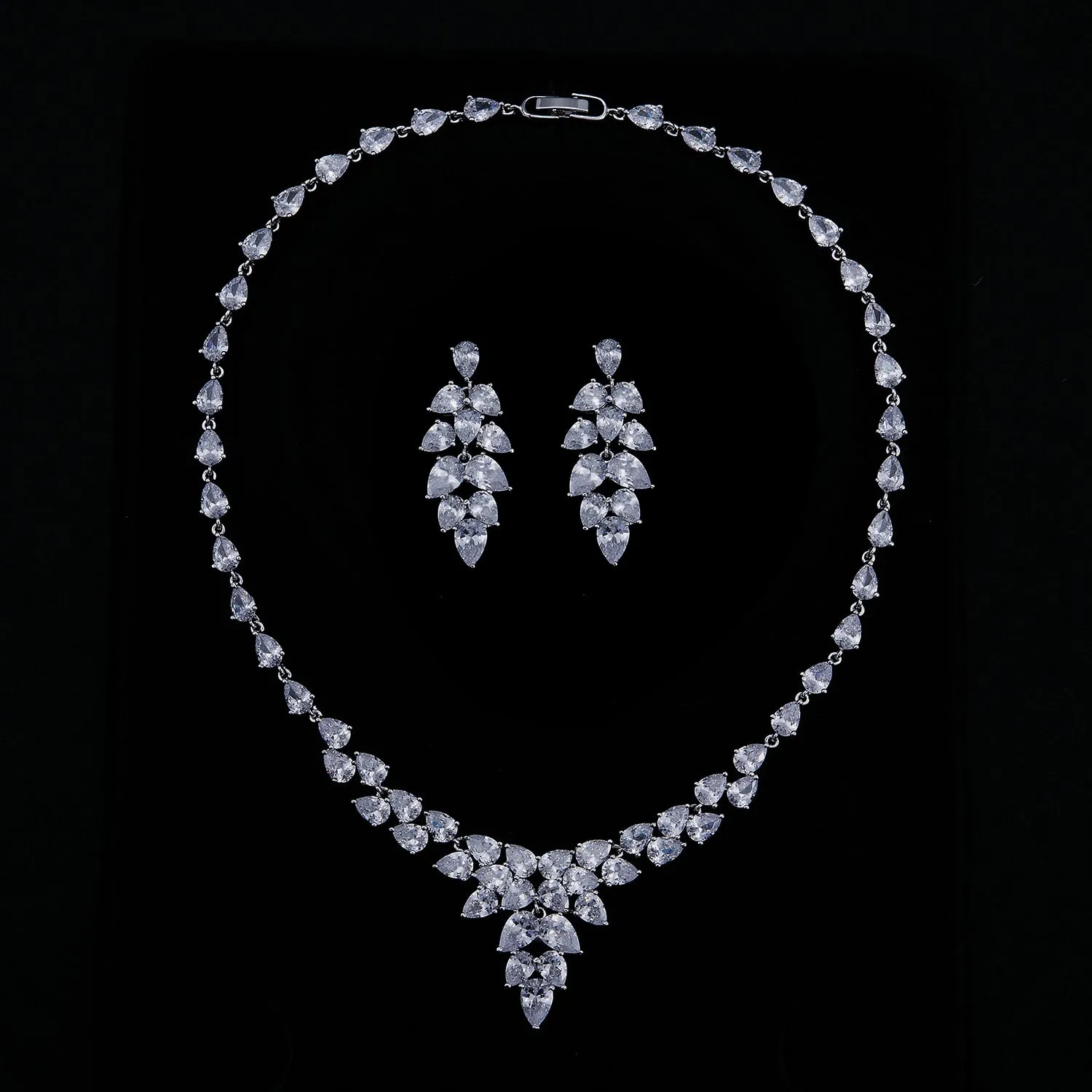 Cubic zirconia bride wedding necklace earring set CN10278